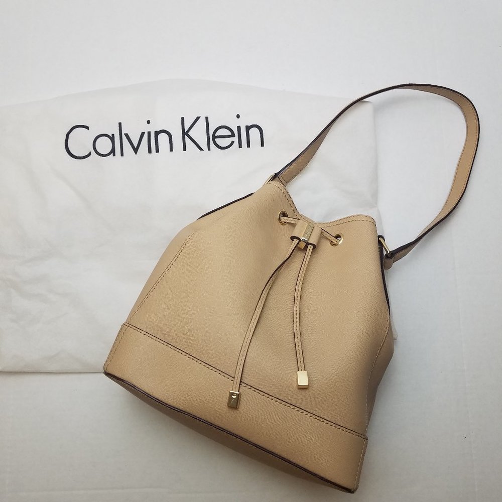 Calvin Klein Leather Bucket Bag Purse